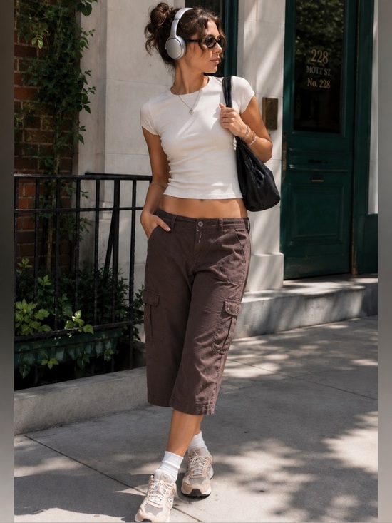 Old Navy Pants - NWT Old Navy Brown Women’s Cargo Capri Pants Y2K Low Rise Size 10